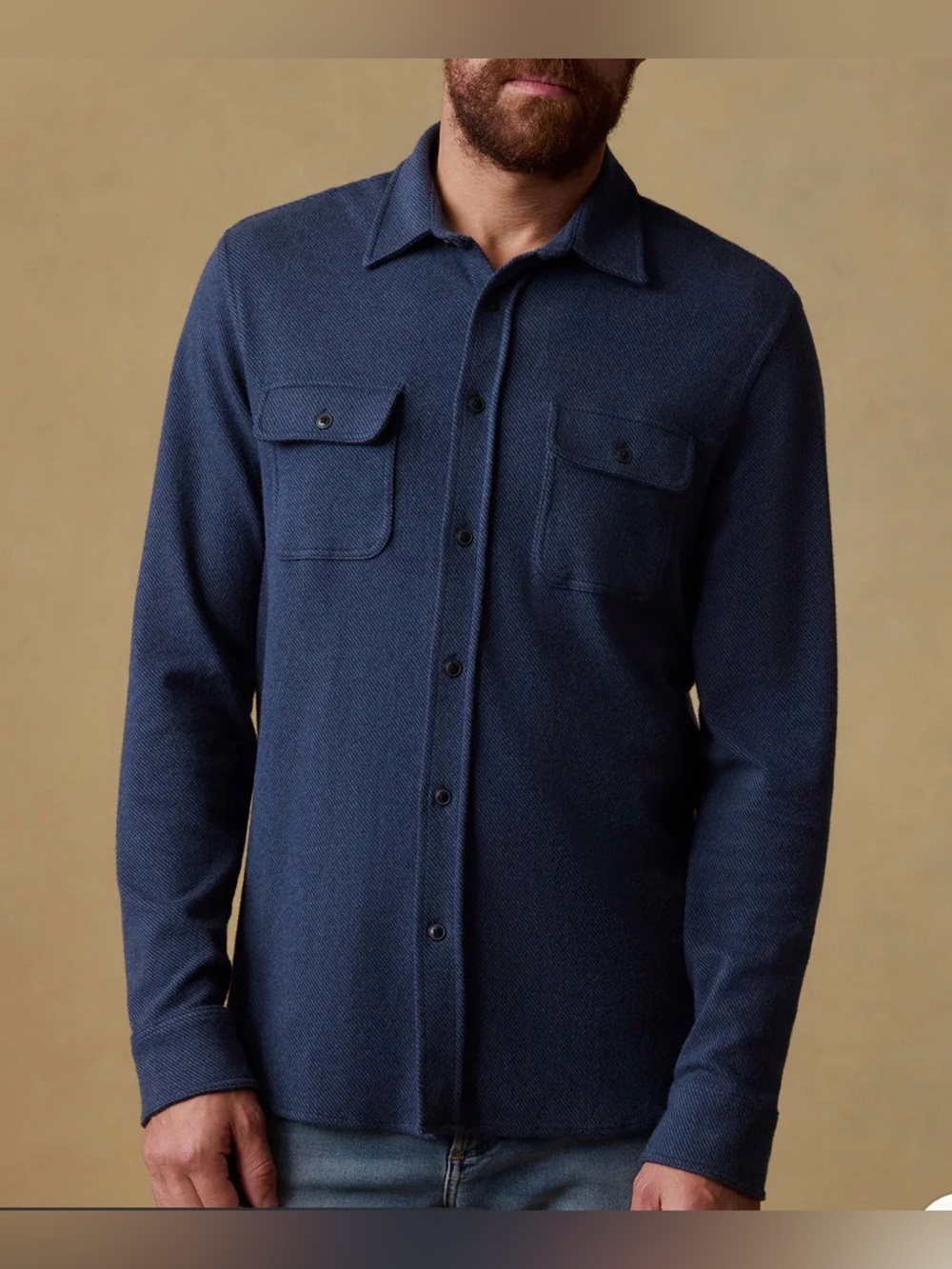 FAHERTY Legend Sweater Shirt Brighton Navy Twill‎ medium button down soft knit